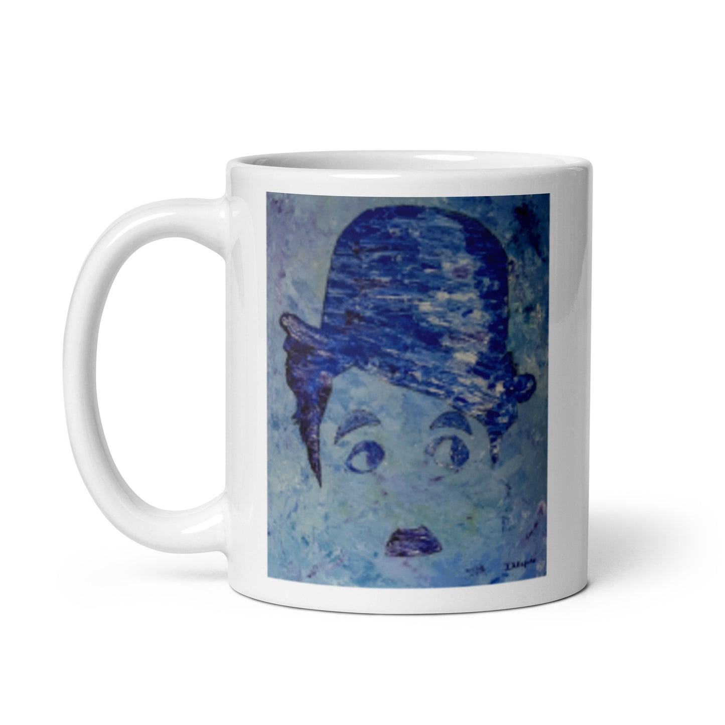 Blue Charlie White glossy mug