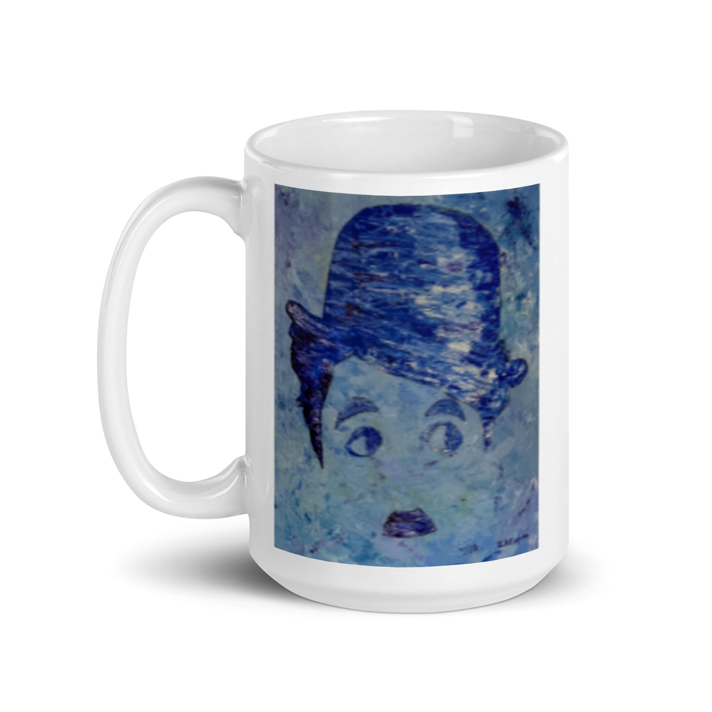 Blue Charlie White glossy mug